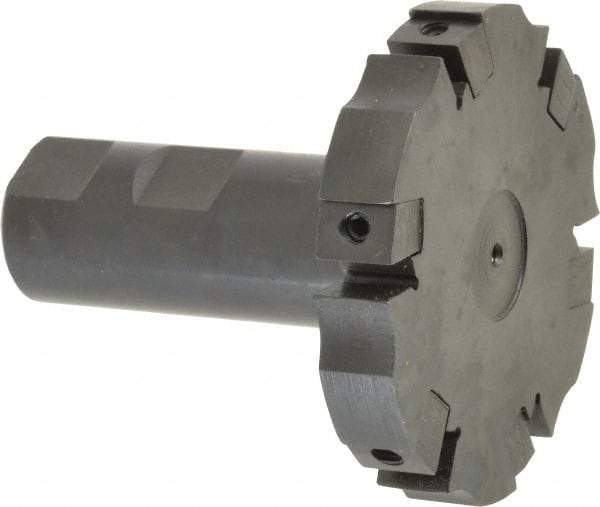 APT - Shank Connection, 0.485" Cutting Width, 15/16" Depth of Cut, 3" Cutter Diam, 6 Tooth Indexable Slotting Cutter - 1" Shank Diam, SM36 Toolholder, CTA 4 Insert, Right Hand Cutting Direction - Eagle Tool & Supply