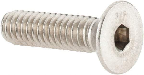 Value Collection - 1/4-20 UNC Hex Socket Drive, 82° Flat Screw - Grade 316 Stainless Steel, 1" OAL - Eagle Tool & Supply
