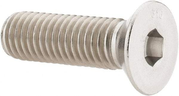 Value Collection - 1/2-13 UNC Hex Socket Drive, 82° Flat Screw - Grade 316 Stainless Steel, 1-3/4" OAL - Eagle Tool & Supply