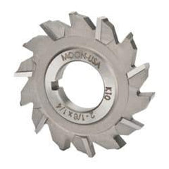 Made in USA - 2-1/8" Diam x 1/4" Width of Cut, 14 Teeth, High Speed Steel Side Milling Cutter - Staggered Teeth, Uncoated - Eagle Tool & Supply