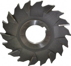 Made in USA - 3-1/2" Diam x 7/32" Width of Cut, 18 Teeth, High Speed Steel Side Milling Cutter - Staggered Teeth, Uncoated - Eagle Tool & Supply