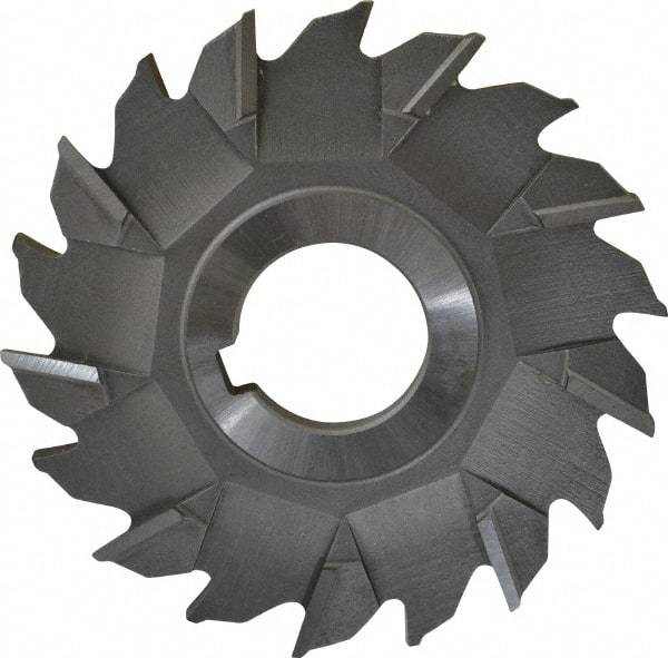 Made in USA - 3-1/2" Diam x 1/4" Width of Cut, 18 Teeth, High Speed Steel Side Milling Cutter - Staggered Teeth, Uncoated - Eagle Tool & Supply