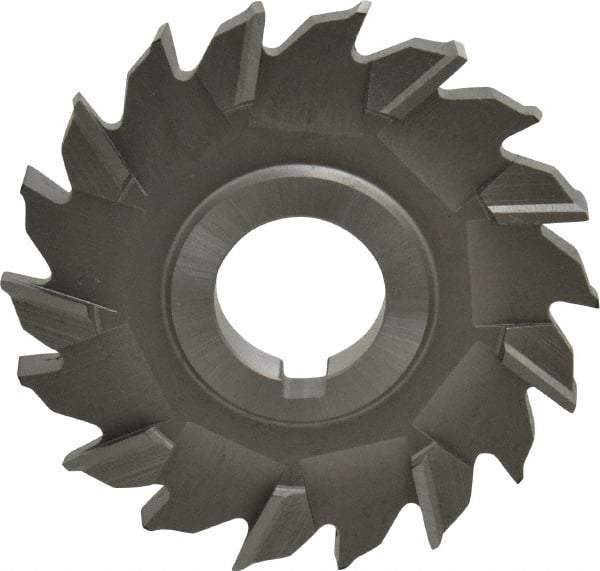 Made in USA - 3-1/2" Diam x 3/8" Width of Cut, 18 Teeth, High Speed Steel Side Milling Cutter - Staggered Teeth, Uncoated - Eagle Tool & Supply