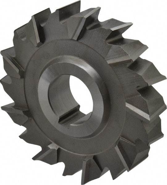 Made in USA - 3-1/2" Diam x 3/4" Width of Cut, 18 Teeth, High Speed Steel Side Milling Cutter - Staggered Teeth, Uncoated - Eagle Tool & Supply