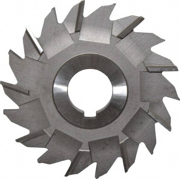 Made in USA - 4" Diam x 5/16" Width of Cut, 18 Teeth, High Speed Steel Side Milling Cutter - Staggered Teeth, Uncoated - Eagle Tool & Supply