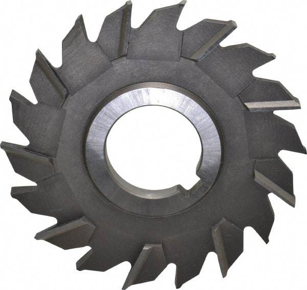 Made in USA - 4" Diam x 5/16" Width of Cut, 18 Teeth, High Speed Steel Side Milling Cutter - Staggered Teeth, Uncoated - Eagle Tool & Supply