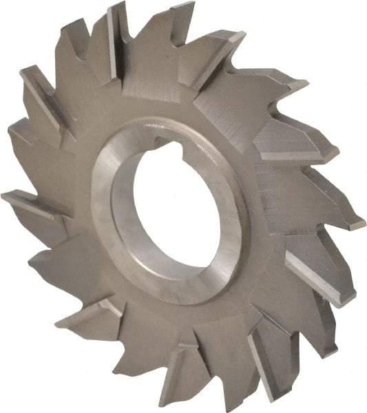 Made in USA - 4" Diam x 3/8" Width of Cut, 18 Teeth, High Speed Steel Side Milling Cutter - Staggered Teeth, Uncoated - Eagle Tool & Supply