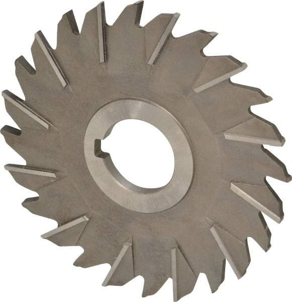 Made in USA - 5" Diam x 1/4" Width of Cut, 24 Teeth, High Speed Steel Side Milling Cutter - Staggered Teeth, Uncoated - Eagle Tool & Supply