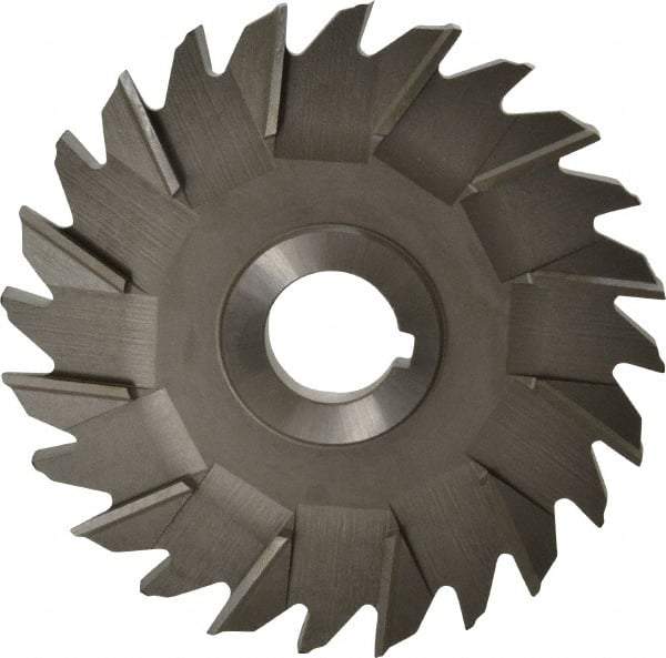 Made in USA - 5" Diam x 3/8" Width of Cut, 24 Teeth, High Speed Steel Side Milling Cutter - Staggered Teeth, Uncoated - Eagle Tool & Supply