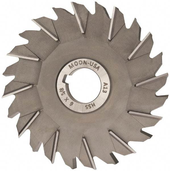 Made in USA - 6" Diam x 5/8" Width of Cut, 24 Teeth, High Speed Steel Side Milling Cutter - Staggered Teeth, Uncoated - Eagle Tool & Supply