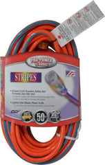 Southwire - 50', 12/3 Gauge/Conductors, Orange/Blue Outdoor Extension Cord - 1 Receptacle, 15 Amps, 125 VAC, UL SJTW, NEMA 5-15P, 5-15R - Eagle Tool & Supply