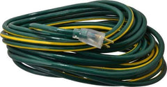 Southwire - 50', 12/3 Gauge/Conductors, Green/Yellow Outdoor Extension Cord - 1 Receptacle, 15 Amps, 125 VAC, UL SJTW, NEMA 5-15P, 5-15R - Eagle Tool & Supply