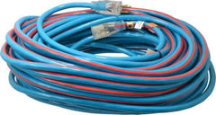 Southwire - 100', 12/3 Gauge/Conductors, Blue/Red Outdoor Extension Cord - 1 Receptacle, 15 Amps, 125 VAC, UL SJTW, NEMA 5-15P, 5-15R - Eagle Tool & Supply