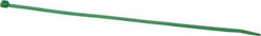 Made in USA - 8-7/8" Long Green Nylon Standard Cable Tie - 40 Lb Tensile Strength, 1.24mm Thick, 1-3/4" Max Bundle Diam - Eagle Tool & Supply