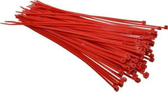 Made in USA - 11-1/4" Long Red Nylon Standard Cable Tie - 50 Lb Tensile Strength, 1.32mm Thick, 3" Max Bundle Diam - Eagle Tool & Supply