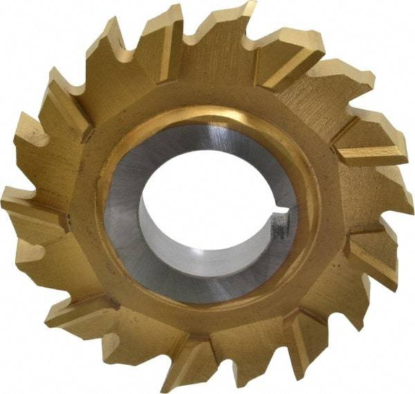 Made in USA - 3" Diam x 1/2" Width of Cut, 18 Teeth, High Speed Steel Side Milling Cutter - Staggered Teeth, TiN Coated - Eagle Tool & Supply