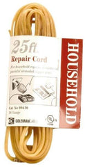 Southwire - 25', 18/2 Gauge/Conductors, Gold Indoor Replacement Cord - 2 Receptacles, 10 Amps, UL SPT-1 - Eagle Tool & Supply