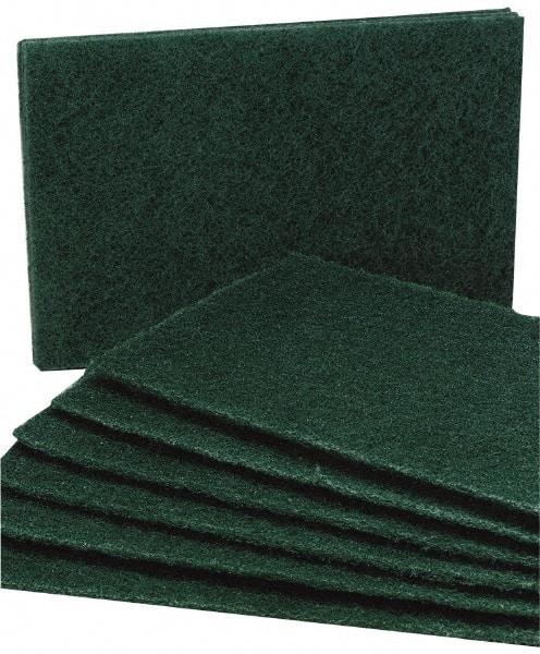 Ability One - 9-1/2" Long x 6" Wide x 1/4" Thick Scouring Pad - Medium-Duty, Green - Eagle Tool & Supply