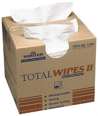 Ability One - Flat Fold Shop Towel/Industrial Wipes - 16-1/2" x 10" Sheet Size, White - Eagle Tool & Supply