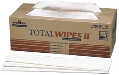 Ability One - Flat Fold Shop Towel/Industrial Wipes - 16-1/2" x 20" Sheet Size, White - Eagle Tool & Supply