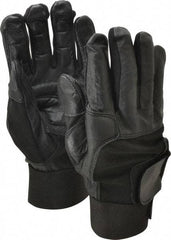 Ability One - Size XL (10) Leather/Spandex/Gel Padded Anti-Vibration/Impact Protection Work Gloves - For Mechanic's & Lifting, Uncoated, Hook & Loop Cuff, Full Fingered, Black, Paired - Eagle Tool & Supply