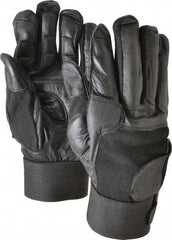 Ability One - Size 2XL (11) Leather/Spandex/Gel Padded Anti-Vibration/Impact Protection Work Gloves - For Mechanic's & Lifting, Uncoated, Hook & Loop Cuff, Full Fingered, Black, Paired - Eagle Tool & Supply