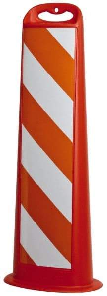 PRO-SAFE - 39" High x 8" Wide Reflective Vertical Panel - Plastic, 3.4 Lbs, White/Orange - Eagle Tool & Supply