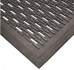 Wearwell - 5 Ft. Long x 3 Ft. Wide, Natural Rubber Surface, Raised Bars and Scrapers (Reversible) Entrance Matting - 5/16 Inch Thick, Outdoor, SBR Rubber, Black, Series 224 - Eagle Tool & Supply
