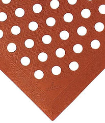 Wearwell - 3' Long, Dry/Wet Environment, Anti-Fatigue Matting - Terra Cotta, Nitrile Blend with Nitrile Rubber Base, Beveled on 4 Sides - Eagle Tool & Supply
