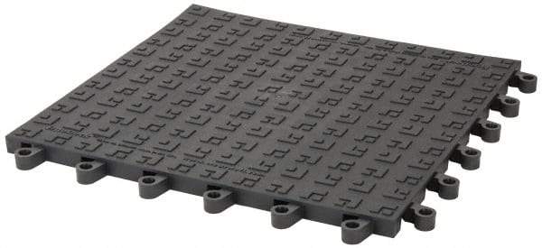 Wearwell - 18" Long x 18" Wide x 7/8" Thick, Anti-Fatigue Modular Matting Soft Open Grid - 4 Interlocking Sides, Charcoal, For Dry Areas, Series 566 - Eagle Tool & Supply