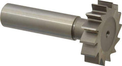 Made in USA - 1-1/4" Diam x 5/16" Face Width, High Speed Steel, 14 Teeth, Shank Connection Woodruff Keyseat Cutter - Uncoated, 2-5/16" OAL x 1/2" Shank, Straight Teeth, ANSI 1010, Old Standard D - Eagle Tool & Supply