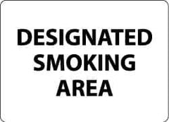 NMC - "Designated Smoking Area", 10" Long x 14" Wide, Rigid Plastic Safety Sign - Rectangle, 0.05" Thick, Use for Smoking Regulations - Eagle Tool & Supply