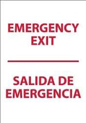 NMC - Emergency Exit, Pressure Sensitive Vinyl Exit Sign - 14" Wide x 20" High, English/Spanish - Eagle Tool & Supply