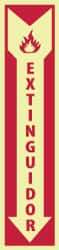 NMC - Extinguidor, Pressure Sensitive Vinyl Fire Sign - 4" Wide x 18" High, Spanish, Glow-in-the-Dark - Eagle Tool & Supply