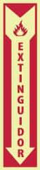 NMC - Extinguidor, Plastic Fire Sign - 4" Wide x 18" High, Spanish, Glow-in-the-Dark - Eagle Tool & Supply