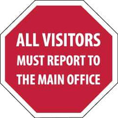 NMC - "Security Notice - All Visitors Must Report to the Main Office", 12" Long x 12" Wide, Rigid Plastic Safety Sign - Hexagon, 0.05" Thick, Use for Security & Admittance - Eagle Tool & Supply