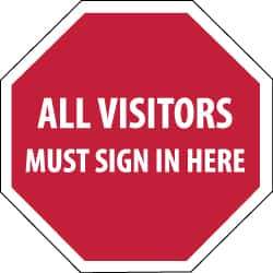 NMC - "Security Notice - All Visitors Must Sign in Here", 12" Long x 12" Wide, Rigid Plastic Safety Sign - Hexagon, 0.05" Thick, Use for Security & Admittance - Eagle Tool & Supply