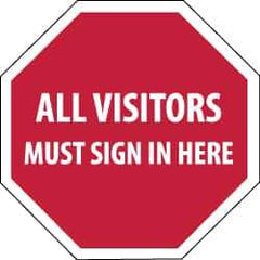 NMC - "Security Notice - All Visitors Must Sign in Here", 12" Long x 12" Wide, Rigid Plastic Safety Sign - Hexagon, 0.05" Thick, Use for Security & Admittance - Eagle Tool & Supply