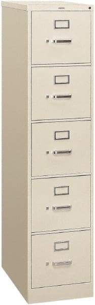 Hon - 15" Wide x 60" High x 26-1/2" Deep, 5 Drawer Vertical File - Steel, Light Gray - Eagle Tool & Supply