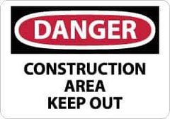 NMC - "Danger - Construction Area - Keep Out", 10" Long x 14" Wide, Aluminum Safety Sign - Rectangle, 0.04" Thick, Use for Security & Admittance - Eagle Tool & Supply