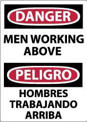 NMC - "Danger - Men Working Above", 14" Long x 10" Wide, Rigid Plastic Safety Sign - Rectangle, 0.05" Thick, Use for Accident Prevention - Eagle Tool & Supply