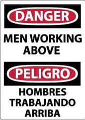 NMC - "Danger - Men Working Above", 14" Long x 10" Wide, Aluminum Safety Sign - Rectangle, 0.04" Thick, Use for Accident Prevention - Eagle Tool & Supply