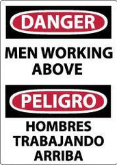 NMC - "Danger - Men Working Above", 14" Long x 10" Wide, Rigid Plastic Safety Sign - Rectangle, 0.05" Thick, Use for Accident Prevention - Eagle Tool & Supply