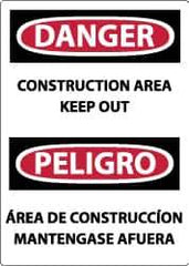 NMC - "Danger - Construction Area - Keep Out", 14" Long x 10" Wide, Rigid Plastic Safety Sign - Rectangle, 0.05" Thick, Use for Security & Admittance - Eagle Tool & Supply