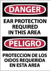 NMC - "Danger - Ear Protection Required in This Area", 14" Long x 10" Wide, Aluminum Safety Sign - Rectangle, 0.04" Thick, Use for Accident Prevention - Eagle Tool & Supply