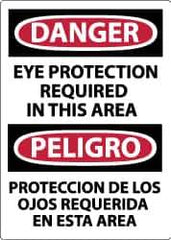 NMC - "Danger - Eye Protection Required in This Area", 14" Long x 10" Wide, Pressure-Sensitive Vinyl Safety Sign - Rectangle, 0.004" Thick, Use for Accident Prevention - Eagle Tool & Supply
