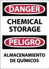 NMC - "Danger - Chemical Storage", 14" Long x 10" Wide, Pressure-Sensitive Vinyl Safety Sign - Rectangle, 0.004" Thick, Use for Hazardous Materials - Eagle Tool & Supply