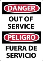 NMC - "Danger - Out of Service", 14" Long x 10" Wide, Rigid Plastic Safety Sign - Rectangle, 0.05" Thick, Use for Accident Prevention - Eagle Tool & Supply