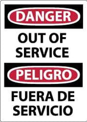 NMC - "Danger - Out of Service", 14" Long x 10" Wide, Rigid Plastic Safety Sign - Rectangle, 0.05" Thick, Use for Accident Prevention - Eagle Tool & Supply