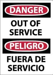 NMC - "Danger - Out of Service", 14" Long x 10" Wide, Aluminum Safety Sign - Rectangle, 0.04" Thick, Use for Accident Prevention - Eagle Tool & Supply